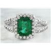 Image 1 : 2.10 CTW Emerald 18K White Gold Diamond Ring