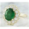 Image 2 : 3.16 CTW Emerald 14K Yellow Gold Diamond Ring