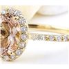 Image 2 : 2.28 CTW Natural Morganite 18K Solid Yellow Gold Diamond Ring