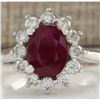 Image 1 : 2.81 CTW Natural Red Ruby And Diamond Ring 14K Solid White Gold