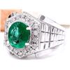 Image 2 : 3.30 CTW Natural Emerald 14K Solid White Gold Diamond Ring