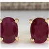 Image 1 : 1.80 CTW Natural Red Ruby Earrings 18K Solid Yellow Gold