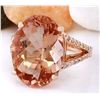 Image 2 : 11.30 CTW Natural Morganite 18K Solid Rose Gold Diamond Ring