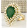 Image 2 : 7.82 CTW Natural Emerald And Diamond Ring In 18K Yellow Gold