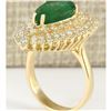 Image 3 : 7.82 CTW Natural Emerald And Diamond Ring In 18K Yellow Gold