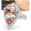 Image 2 : 7.49 CTW Natural Morganite 18K Solid White Gold Diamond Ring