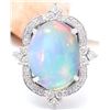 Image 1 : 6.26 CTW Natural Opal 18K Solid White Gold Diamond Ring