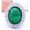Image 1 : 9.30 CTW Natural Emerald 14K Solid White Gold Diamond Ring