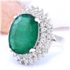 Image 2 : 9.30 CTW Natural Emerald 14K Solid White Gold Diamond Ring