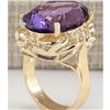 Image 3 : 14.91 CTW Natural Amethyst And Diamond Ring 14K Solid Yellow Gold