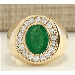 4.50 CTW Natural Emerald And Diamond Ring In 14k Yellow Gold