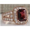 Image 2 : 3.89 CTW Natural Pink Tourmaline And Diamond Ring 18K Solid Rose Gold