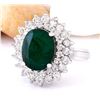 Image 2 : 4.96 CTW Natural Emerald 14K Solid White Gold Diamond Ring