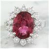 Image 1 : 7.07 CTW Tourmaline 18K White Gold Diamond ring