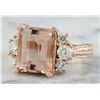 Image 2 : 5.30 CTW Morganite 18K Rose Gold Diamond Ring