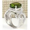 Image 3 : 12.80 CTW Natural Green Tourmaline And Diamond Ring 14k Solid White Gold