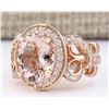 Image 2 : 4.50 CTW Natural Morganite And Diamond Ring In 18K Rose Gold