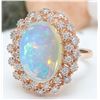 Image 2 : 8.58 CTW Natural Opal 18K Solid Rose Gold Diamond Ring