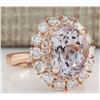 Image 2 : 5.66 CTW Natural Morganite And Diamond Ring 18K Solid Rose Gold