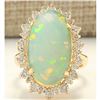 Image 1 : 8.09 CTW Natural Opal And Diamond Ring In 14k Yellow Gold