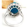 Image 3 : 5.29 CTW Natural Turquoise 18K Solid White Gold Diamond Ring