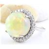 Image 2 : 16.02 CTW Natural Opal 14K Solid White Gold Diamond Ring