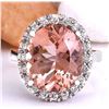 Image 1 : 7.82 CTW Natural Morganite 18K Solid White Gold Diamond Ring