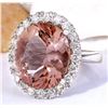 Image 2 : 7.82 CTW Natural Morganite 18K Solid White Gold Diamond Ring