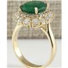 Image 3 : 6.29 CTW Natural Emerald And Diamond Ring 14K Solid Yellow Gold