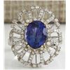 Image 1 : 4.02 CTW Natural Blue Tanzanite And Diamond Ring 18K Solid White Gold