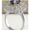 Image 3 : 4.02 CTW Natural Blue Tanzanite And Diamond Ring 18K Solid White Gold