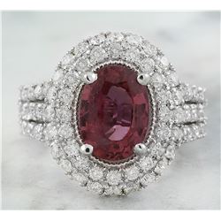 4.00 CTW Tourmaline 18K White Gold Diamond Ring