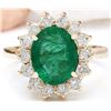 Image 1 : 2.83 CTW Natural Emerald 14K Solid Yellow Gold Diamond Ring