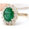Image 2 : 2.83 CTW Natural Emerald 14K Solid Yellow Gold Diamond Ring