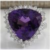 Image 1 : 10.85 CTW Natural Amethyst And Diamond Ring In 18K Solid White Gold