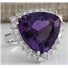 Image 2 : 10.85 CTW Natural Amethyst And Diamond Ring In 18K Solid White Gold