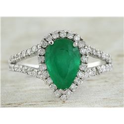 2.65 CTW Emerald 18K White Gold Diamond Ring