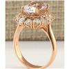 Image 3 : 5.48 CTW Natural Morganite And Diamond Ring 18K Solid Rose Gold