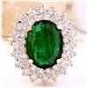 Image 1 : 4.28 CTW Natural Emerald 14K Solid Yellow Gold Diamond Ring