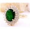 Image 2 : 4.28 CTW Natural Emerald 14K Solid Yellow Gold Diamond Ring