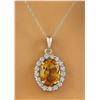 Image 1 : 2.00 CTW Citrine 14K White Gold Diamond Necklace