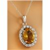 Image 2 : 2.00 CTW Citrine 14K White Gold Diamond Necklace