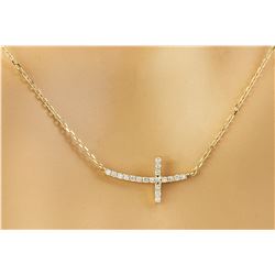 0.15 CTW Diamond 14K Yellow Gold Cross Bar Necklace