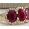 Image 2 : 6.82 CTW Natural Red Ruby And Diamond Ring 14K Solid Yellow Gold