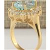 Image 3 : 7.60 CTW Natural Aquamarine And Diamond Ring In 14K Yellow Gold