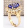 Image 3 : 10.64 CTW Natural Tanzanite And Diamond Ring In 14k Yellow Gold