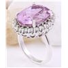 Image 4 : 15.02 CTW Natural Kunzite 18K Solid White Gold Diamond Ring