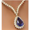 Image 2 : 17.67 CTW Natural Tanzanite 14K Solid Yellow Gold Diamond Necklace