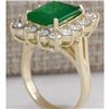 Image 3 : 4.91 CTW Natural Emerald And Diamond Ring 14K Solid Yellow Gold