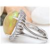 Image 3 : 13.48 CTW Natural Opal 14K Solid White Gold Diamond Ring